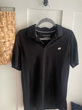Banana Republic Black Short-Sleeve Polo with Embroidered Logo